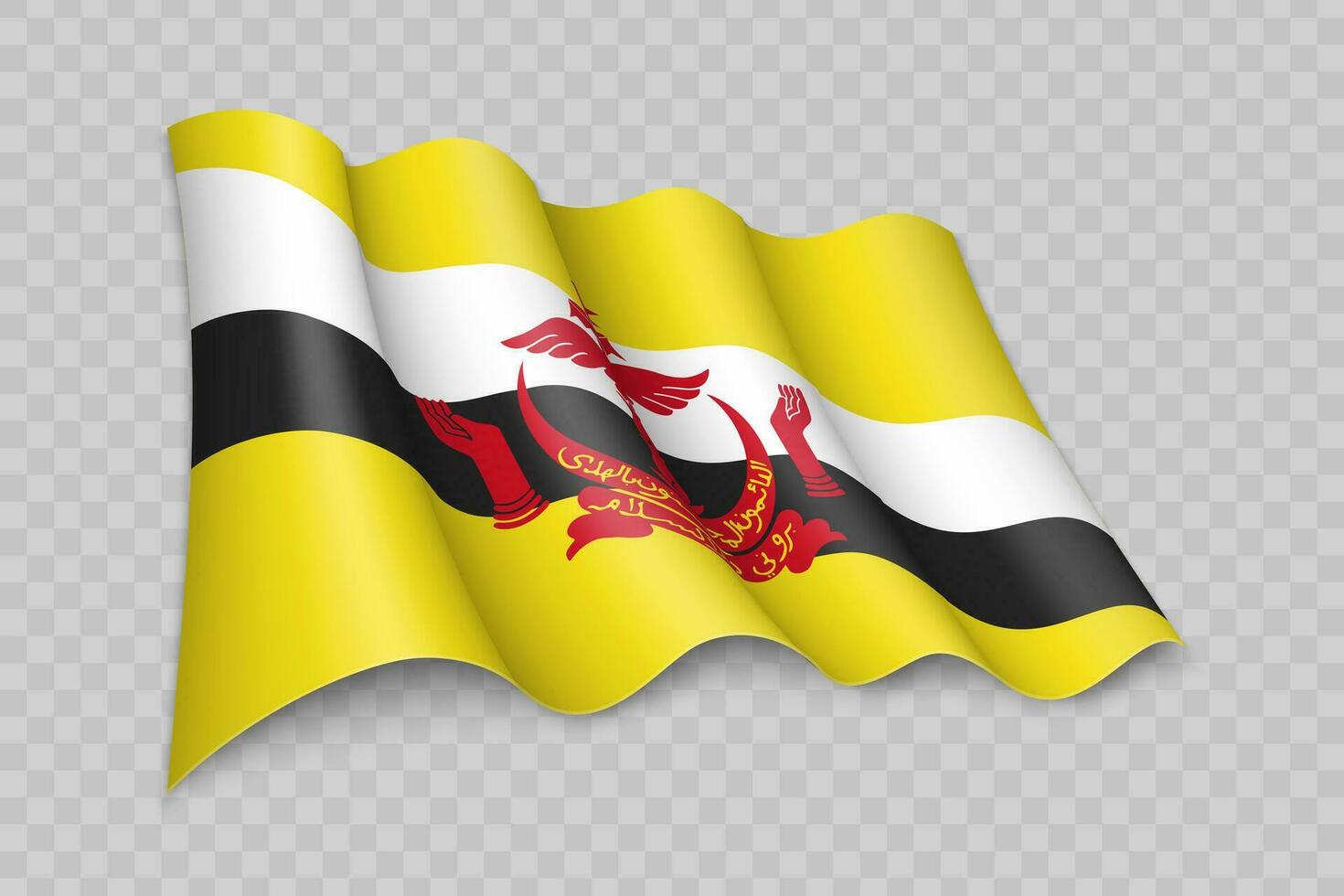 3D Realistic waving Flag of Brunei vector