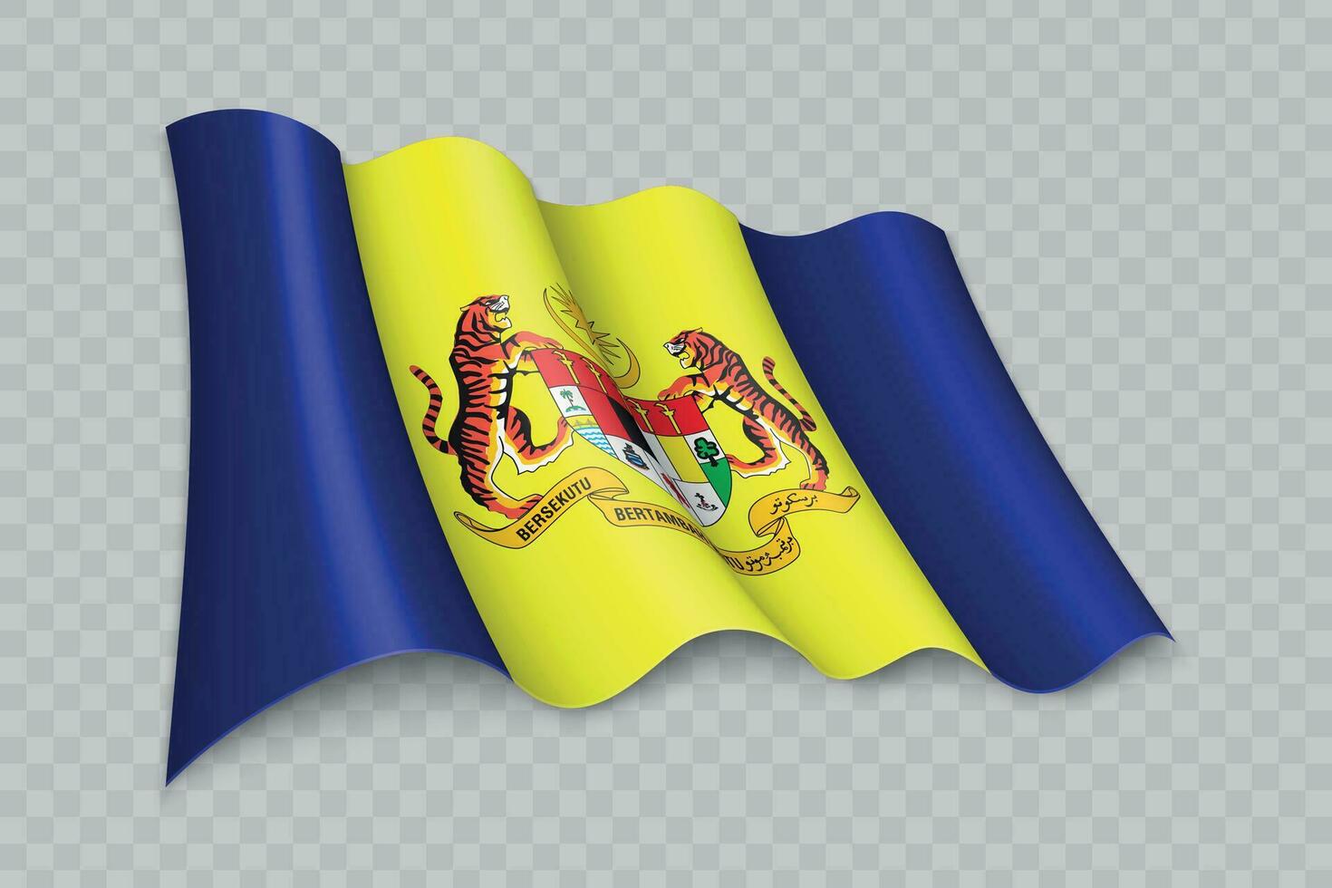 3D Realistic waving Flag of Putrajaya is a state of Malaysia vector
