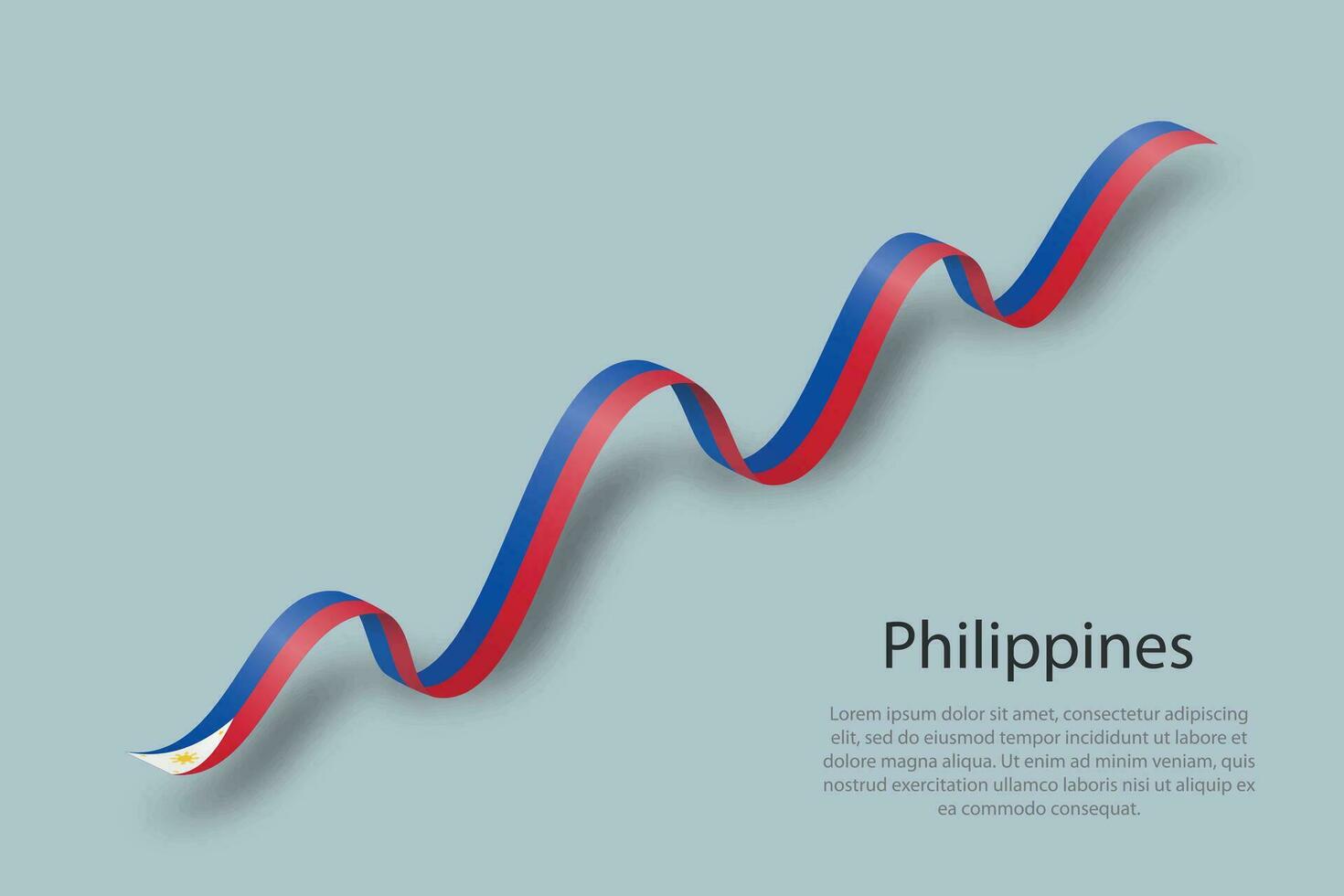 Waving ribbon or banner with flag of Philippines vector