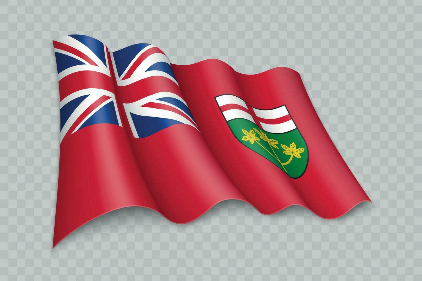 3D Realistic waving Flag of Ontario is a state of Canada vector