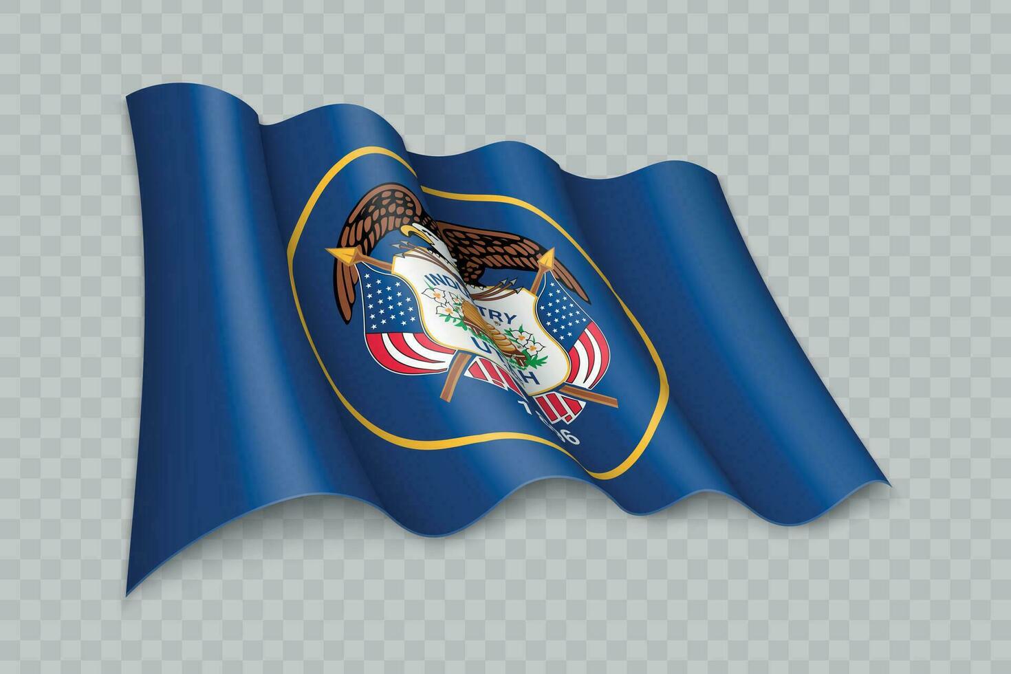 3D Realistic waving Flag of Utah is a state of United States vector