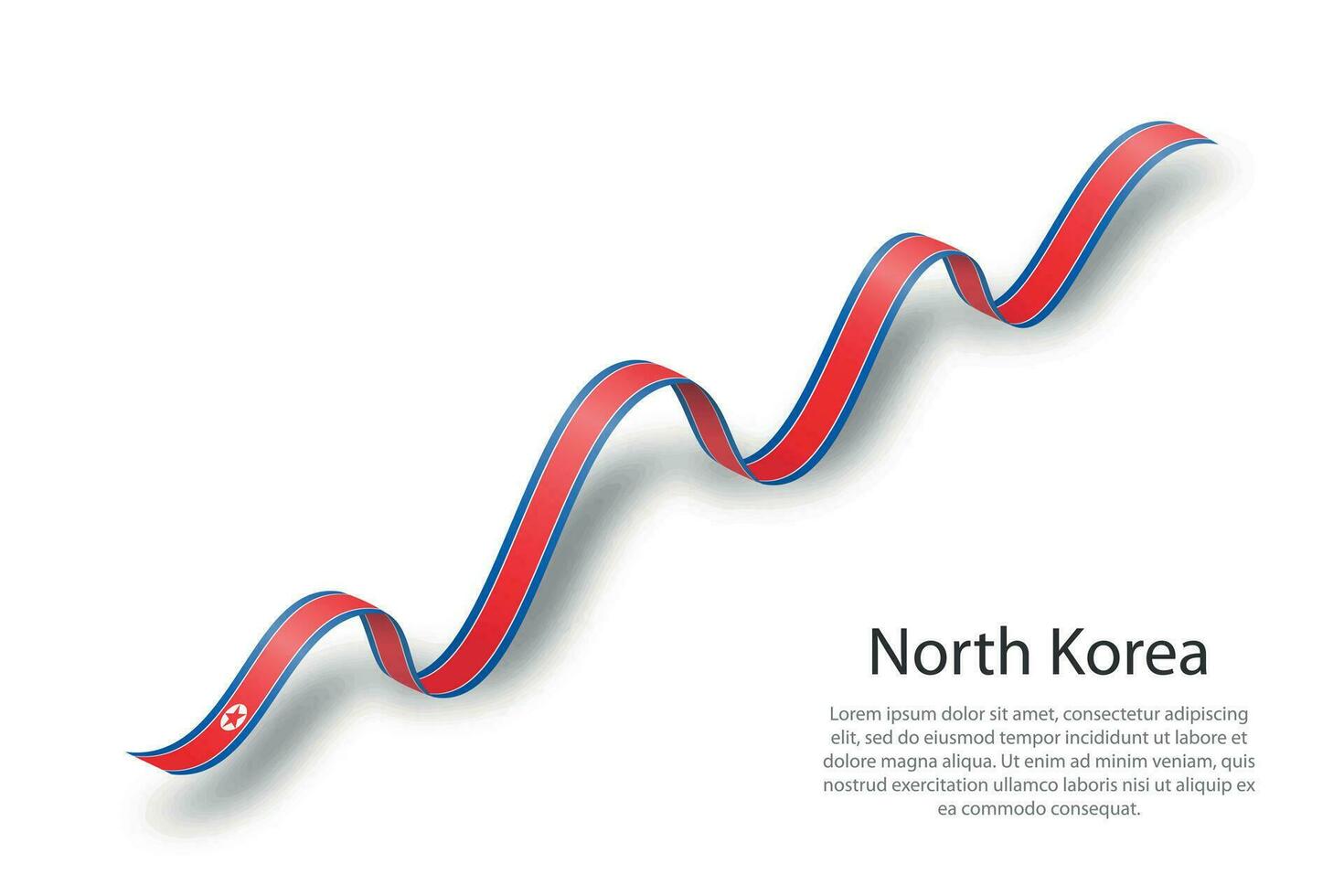 Waving ribbon or banner with flag of North Korea vector