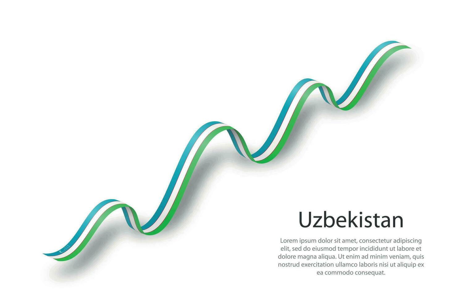 Waving ribbon or banner with flag of Uzbekistan vector