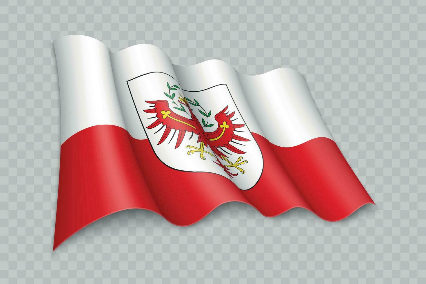 3d realista ondulación bandera de Tirol es un estado de Austria vector