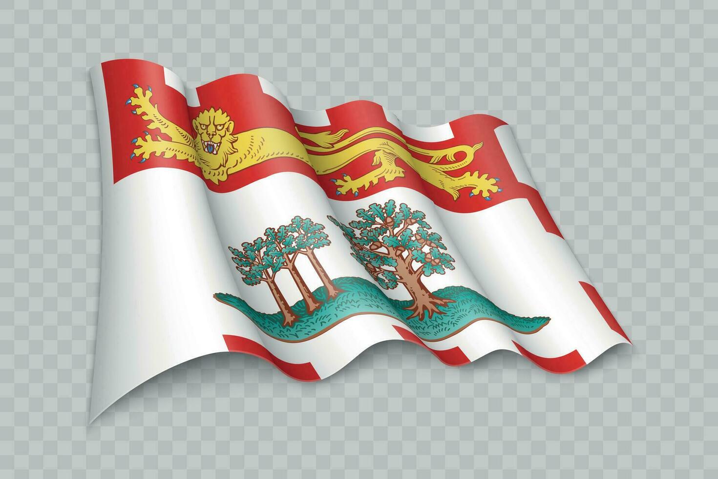 3D Realistic waving Flag of Prince Edward Island is a state of Canada vector