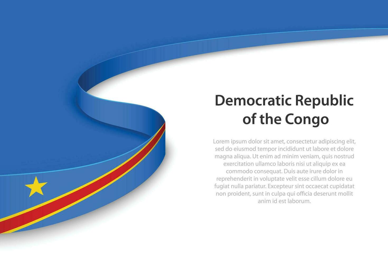 Wave flag of DR Congo with copyspace background. vector