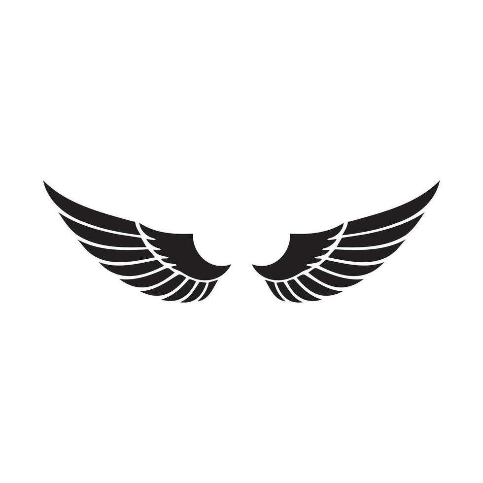 Wings black and white vector icon