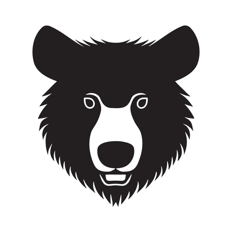 Bear head black and white vector icon.