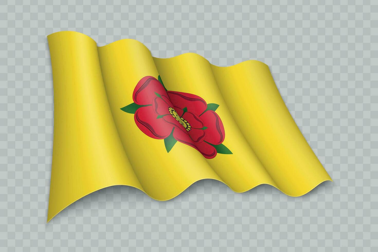 3D Realistic waving Flag of Lancashire is a county of England vector