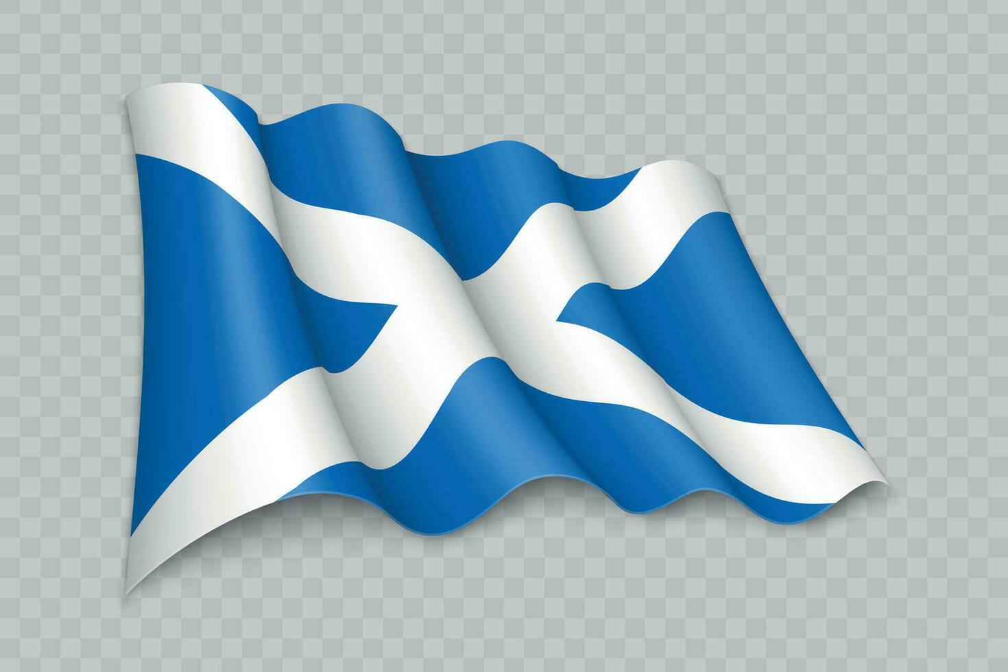 3D Realistic waving Flag of Scotland is a region of United Kingdom vector