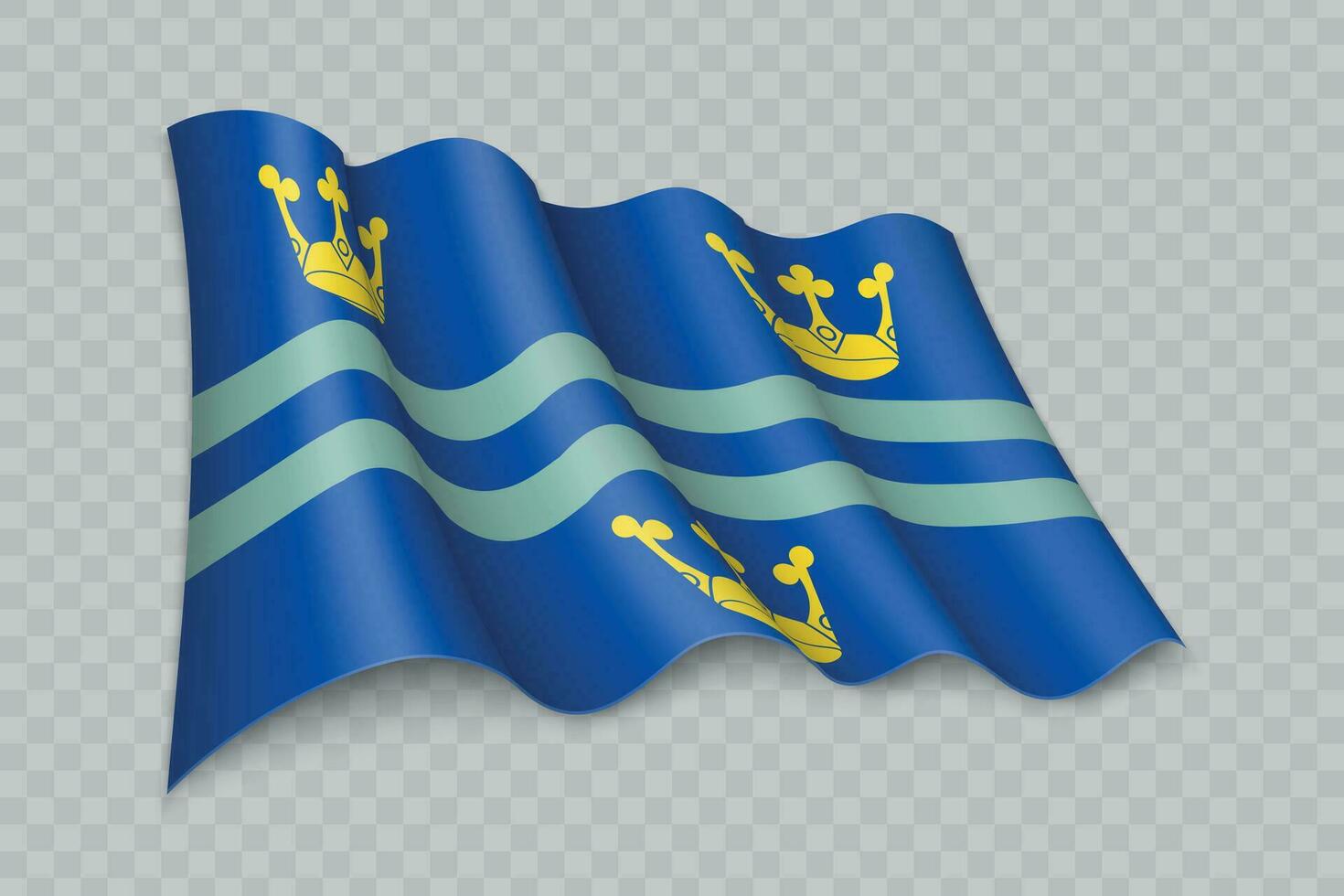 3D Realistic waving Flag of Cambridgeshire is a county of England vector