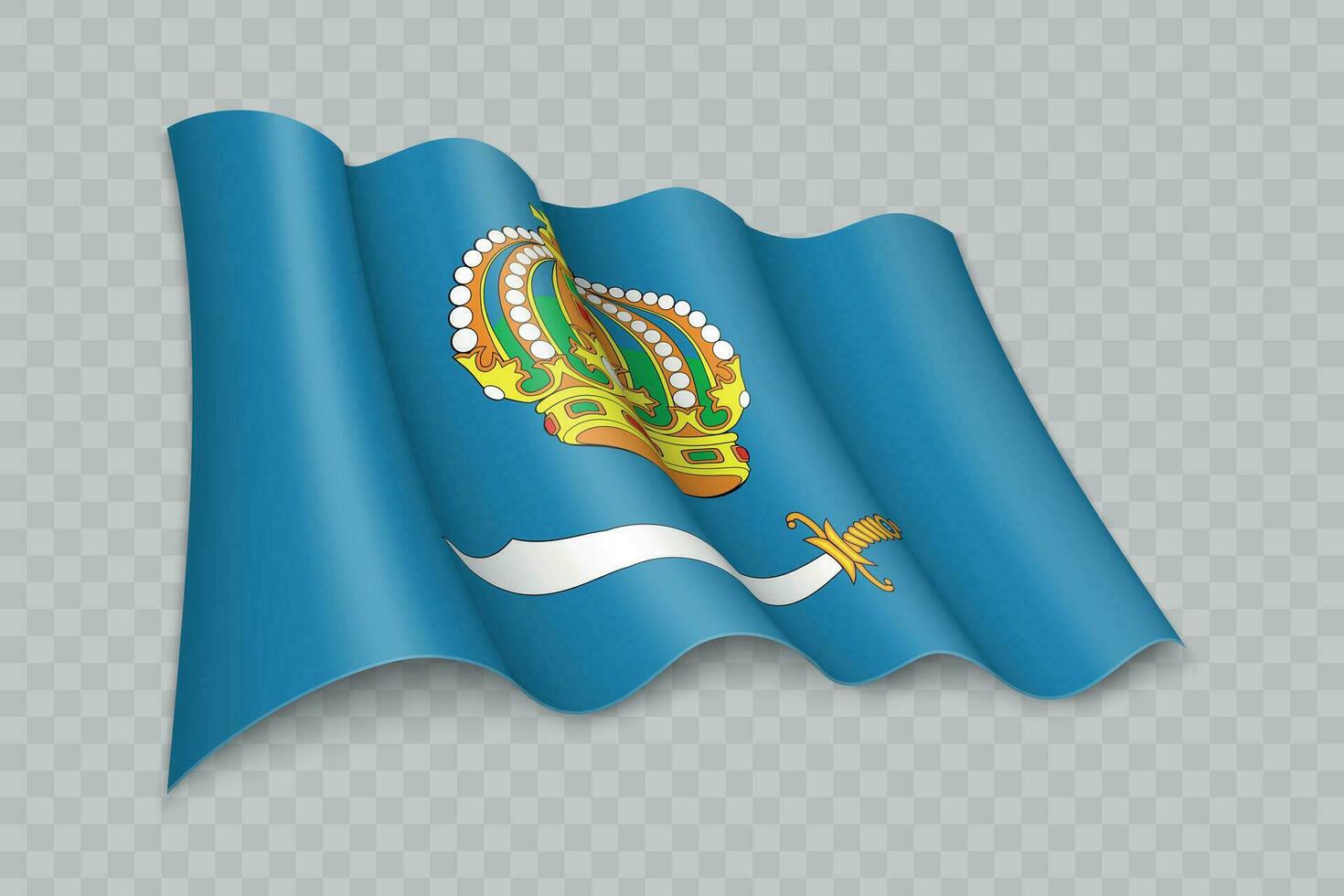 3D Realistic waving Flag of Astrakhan Oblast is a region of Russia vector