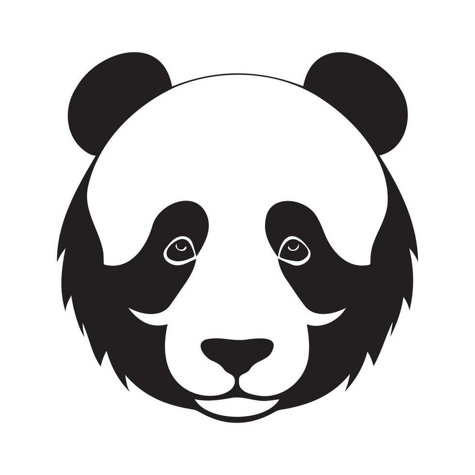 panda cabeza negro y blanco vector icono