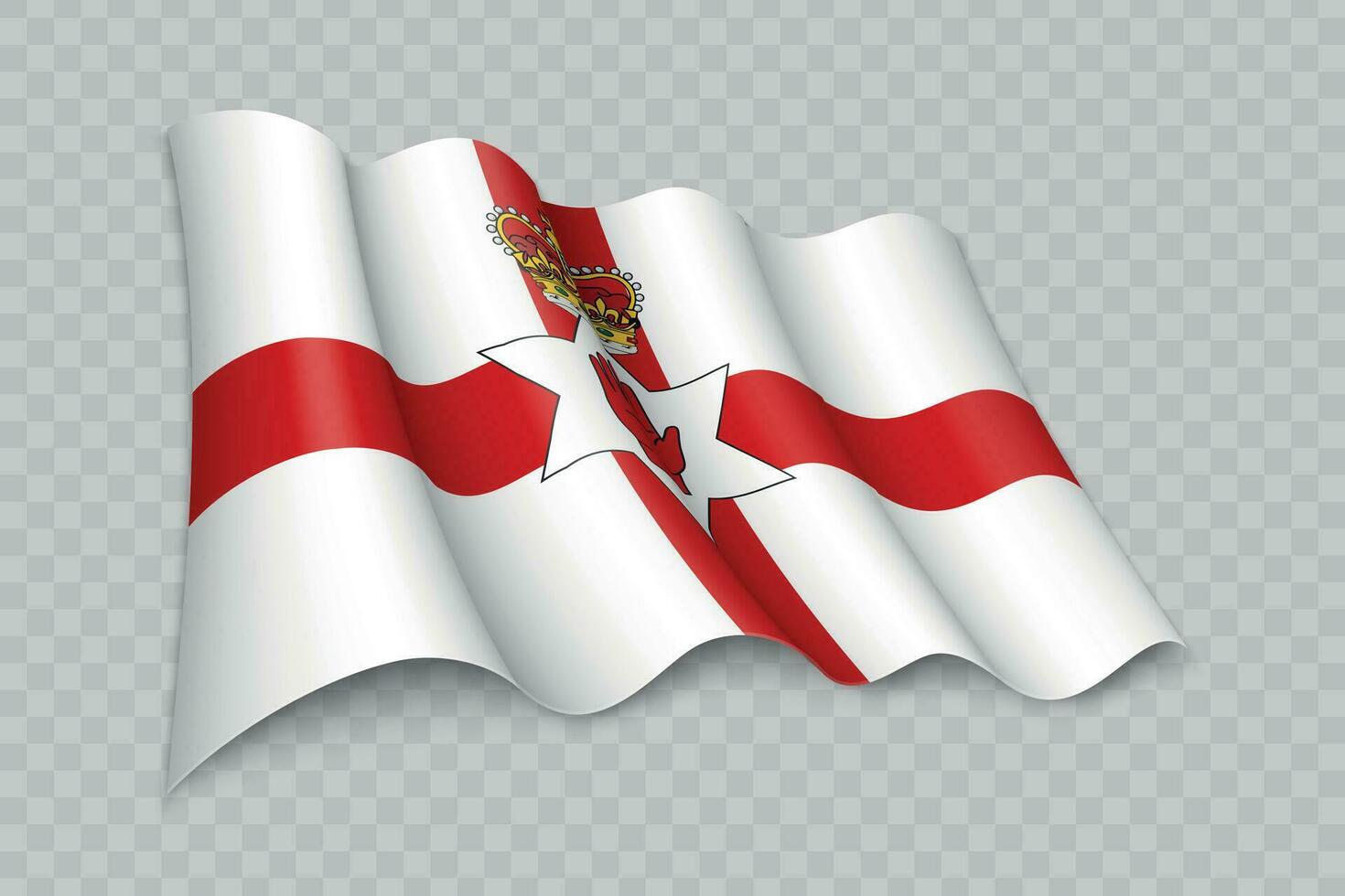 3D Realistic waving Flag of Northern Ireland is a region of United Kingdom vector