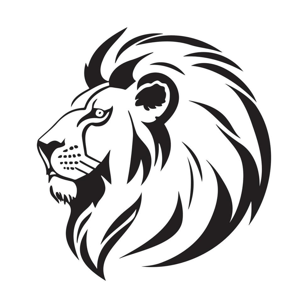 Lion head profile silhouette logo isolated on white background vector
