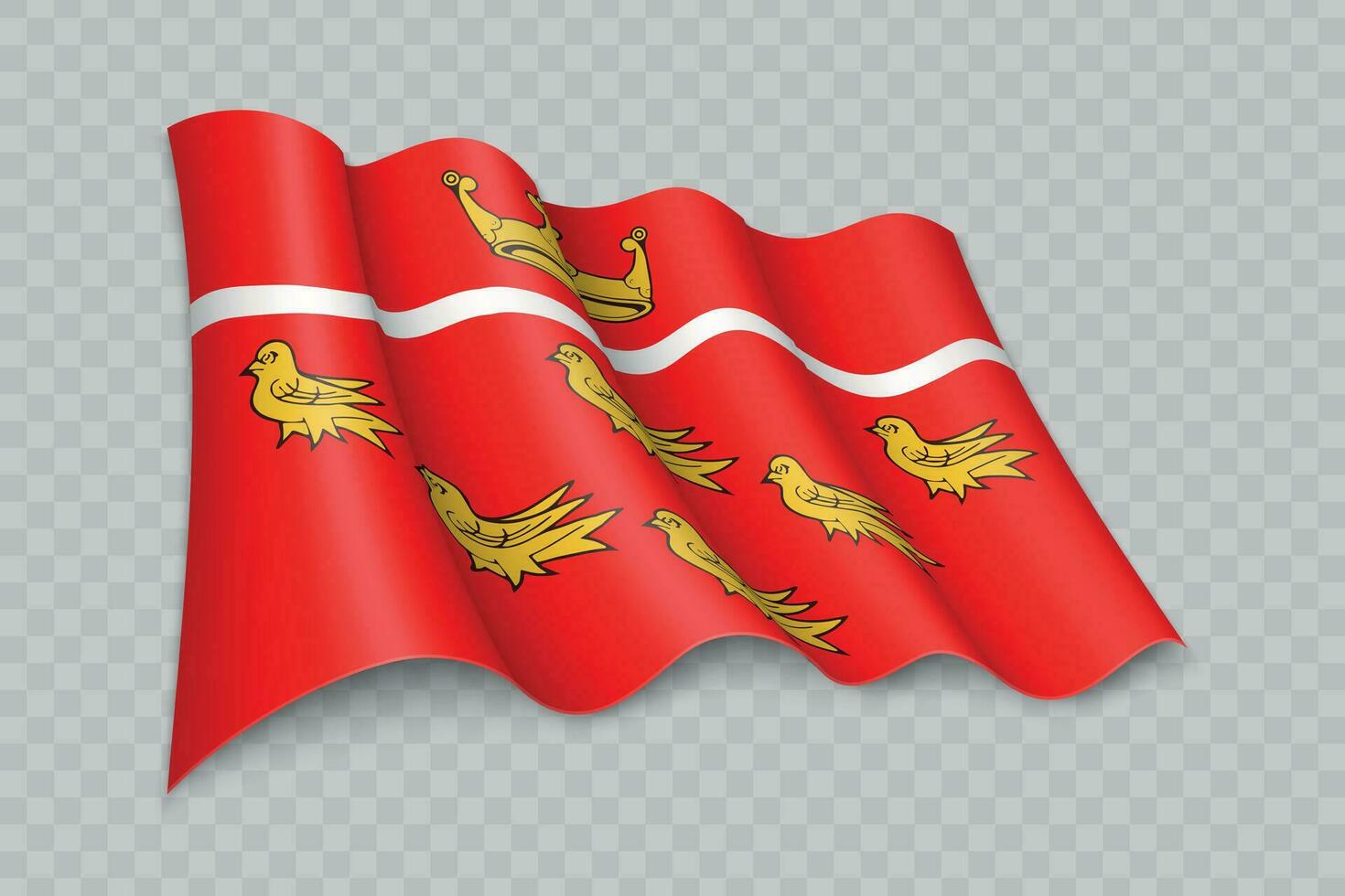 3D Realistic waving Flag of East Sussex is a county of England vector