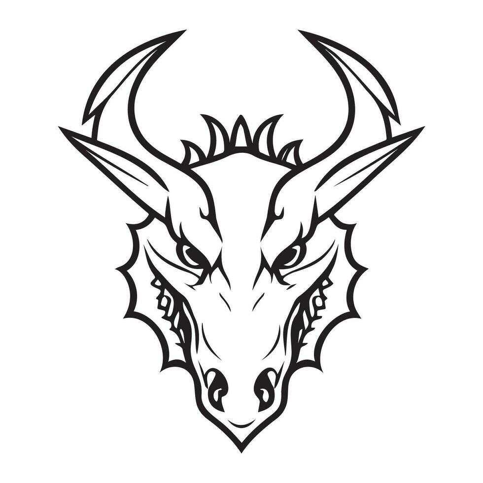 Dragon head black and white vector icon