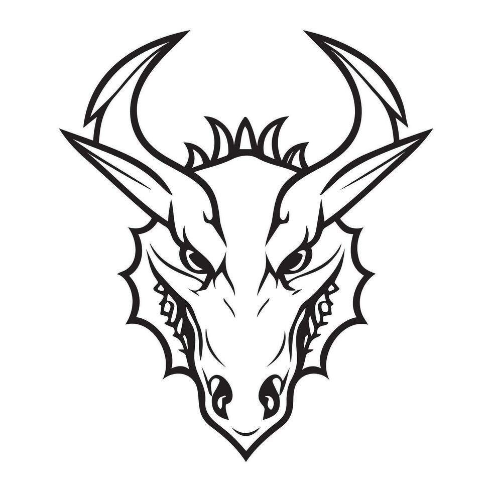 Dragon head black and white vector icon