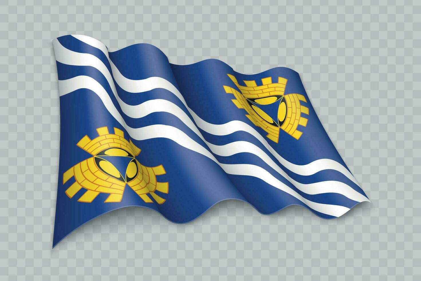 3d realista ondulación bandera de Merseyside es un condado de Inglaterra vector