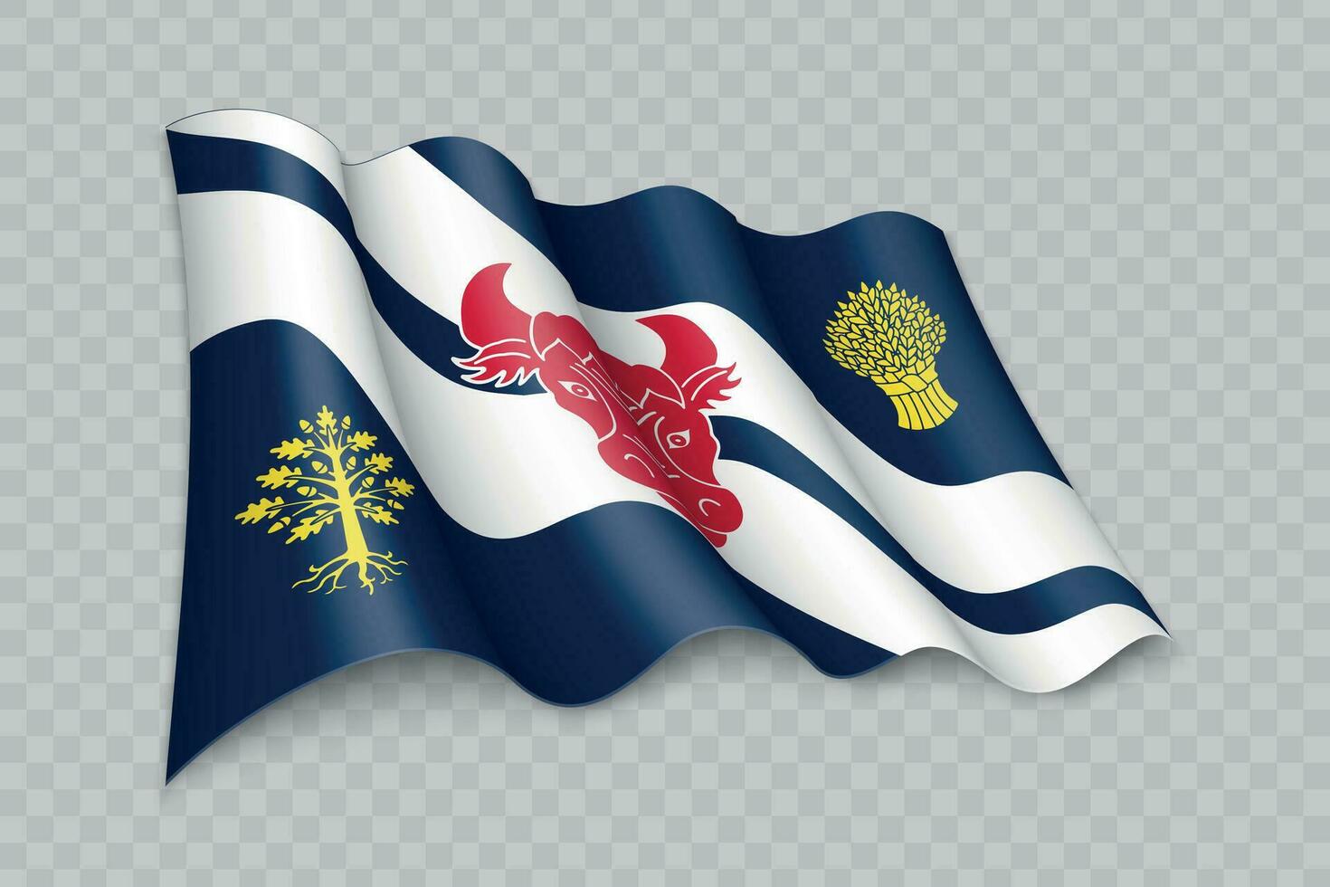 3D Realistic waving Flag of Oxfordshire is a county of England vector