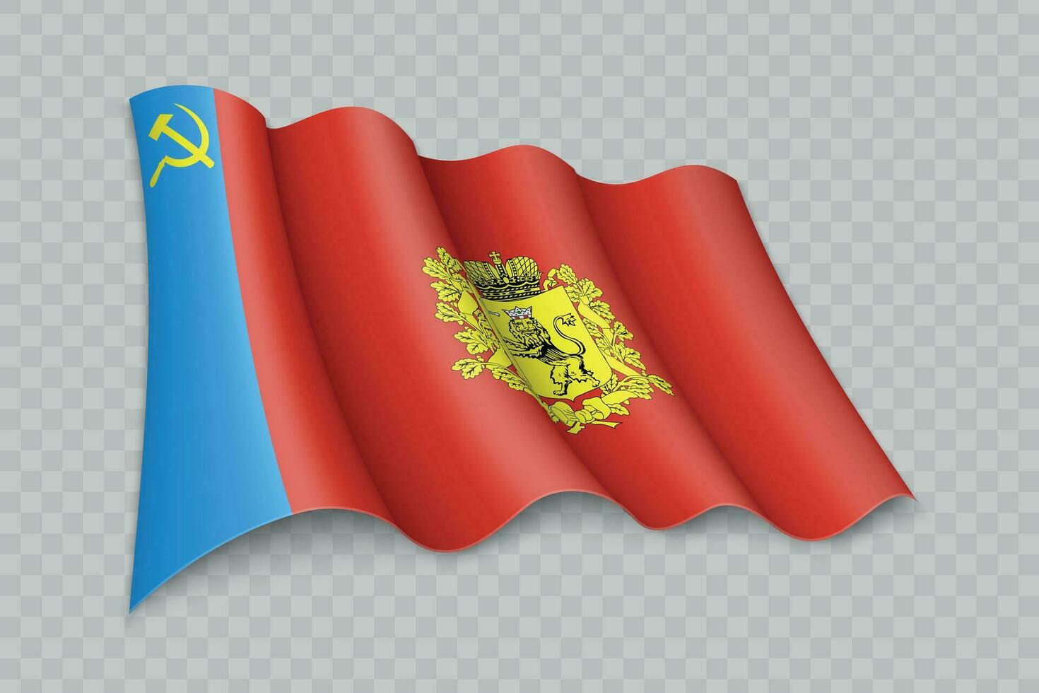 3D Realistic waving Flag of Vladimir Oblast is a region of Russia vector