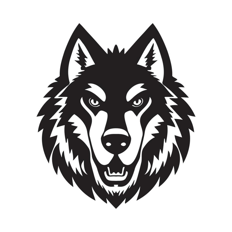 Wolf head black and white vector icon.