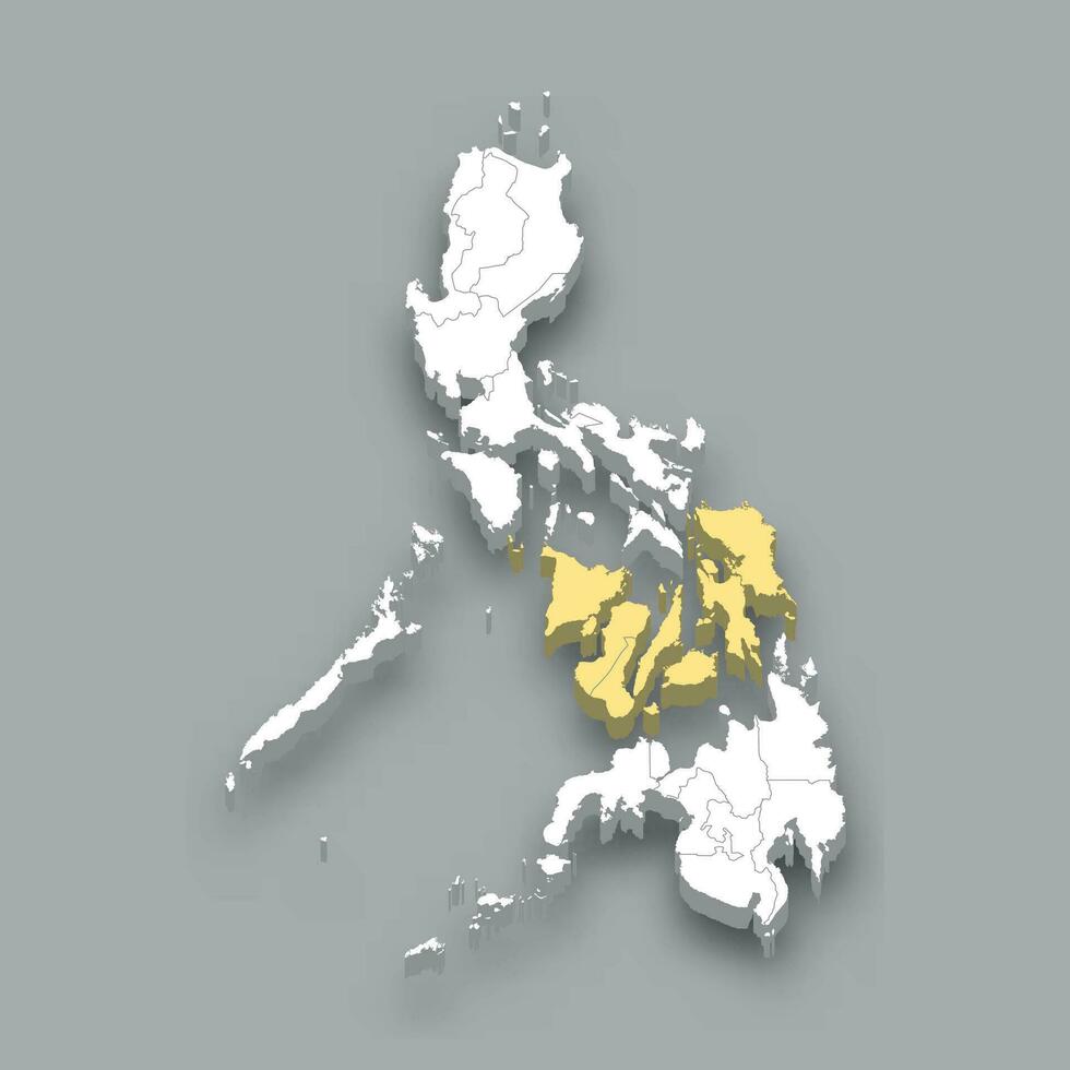 Visayas region location within Philippines map vector