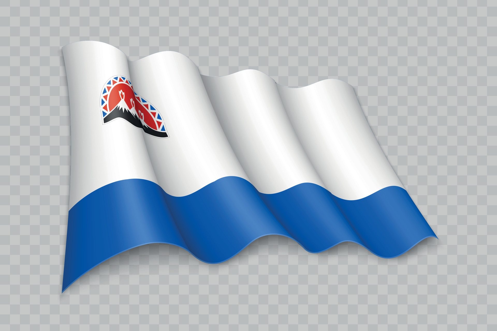 3D Realistic waving Flag of Kamchatka Krai is a region of Russia ...