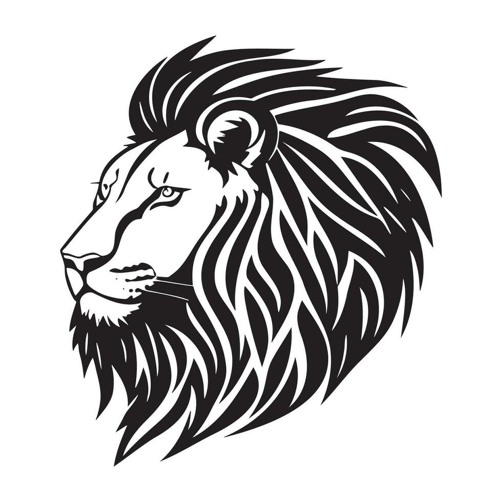 Lion head profile silhouette logo isolated on white background vector