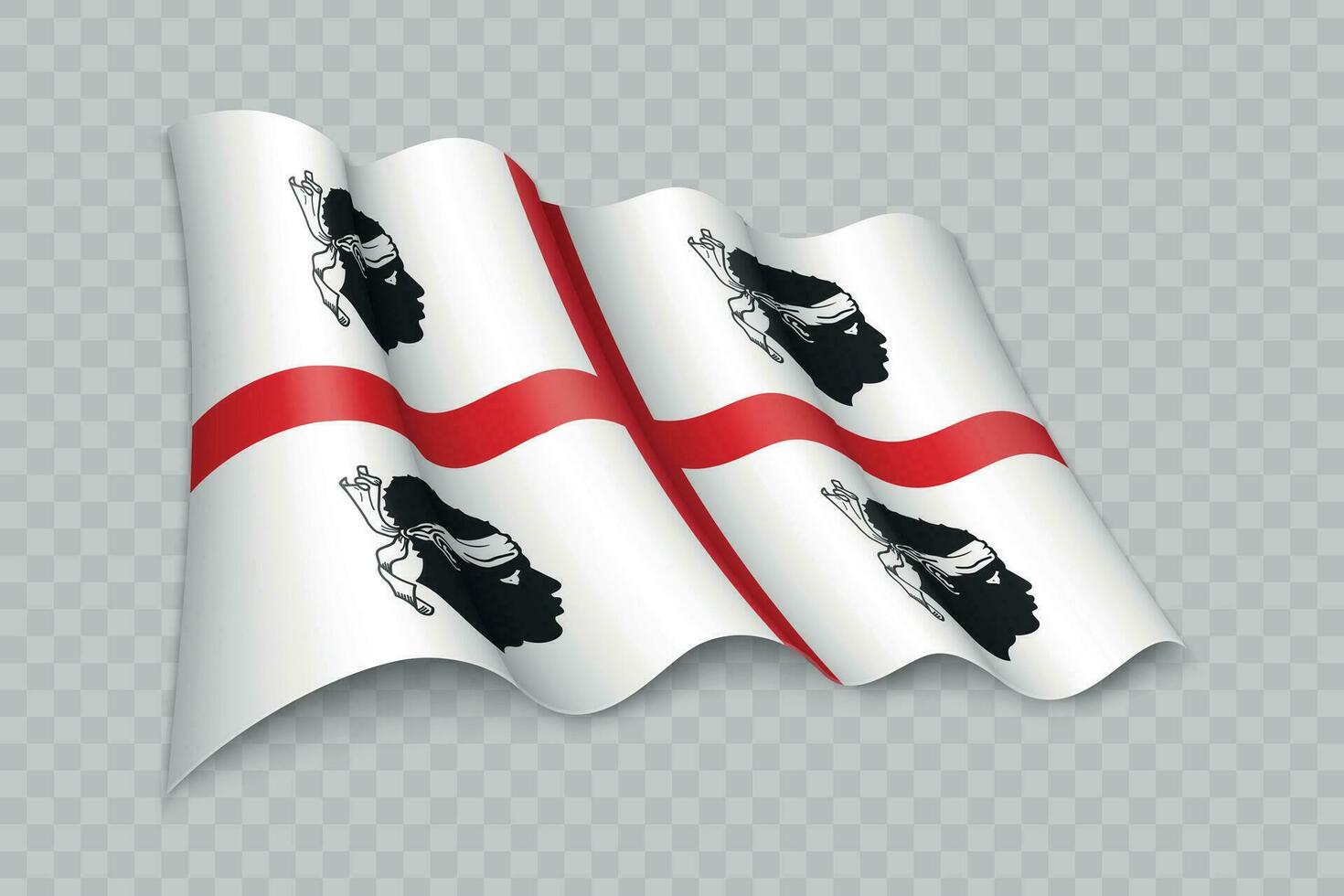 3D Realistic waving Flag of Sardinia is a region of Italy vector