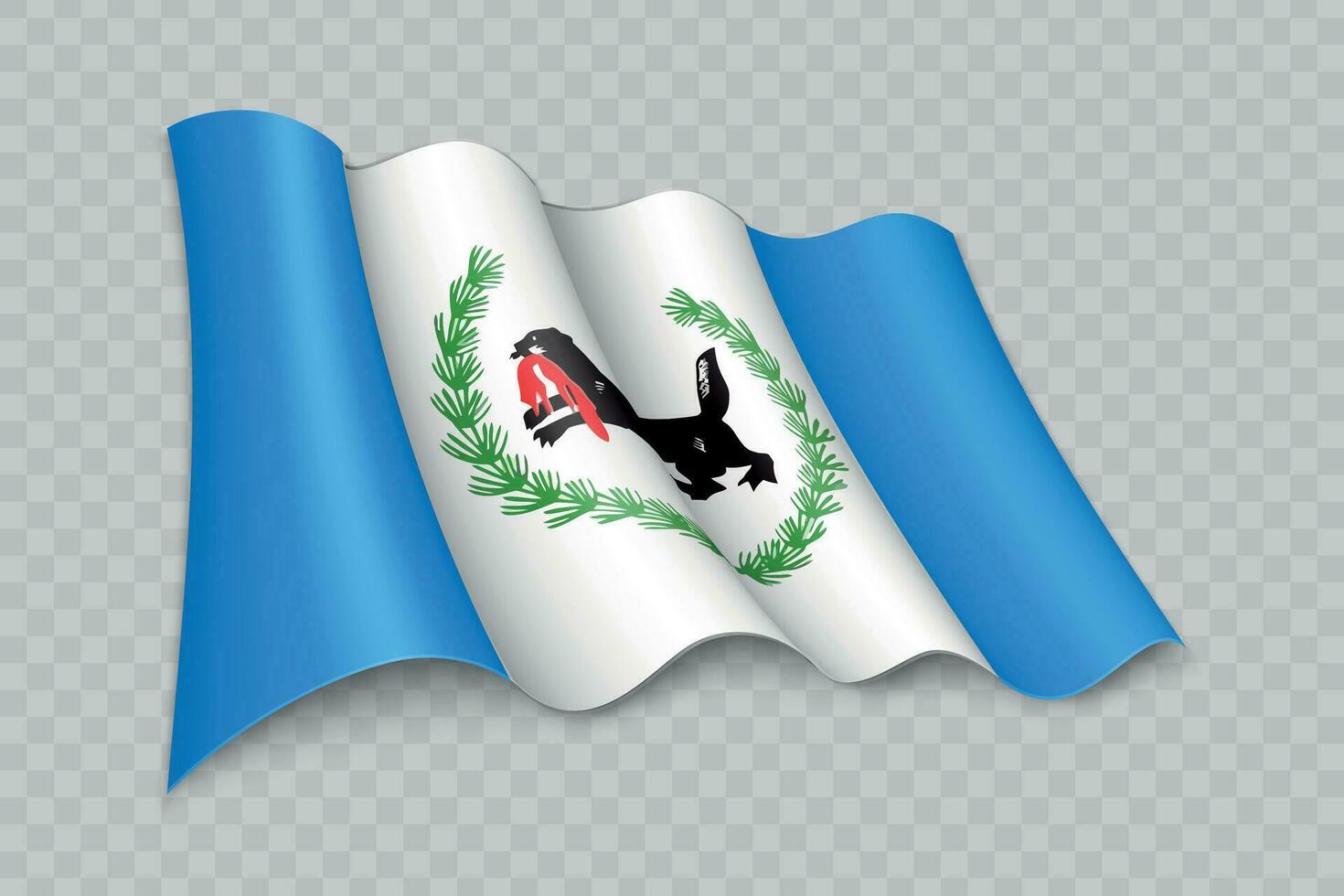 3D Realistic waving Flag of Irkutsk Oblast is a region of Russia vector