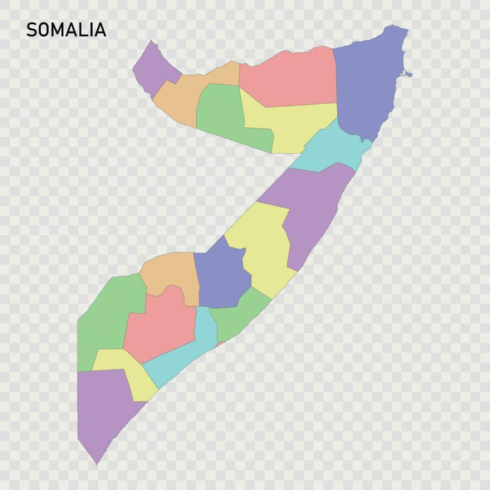 aislado de colores mapa de Somalia vector