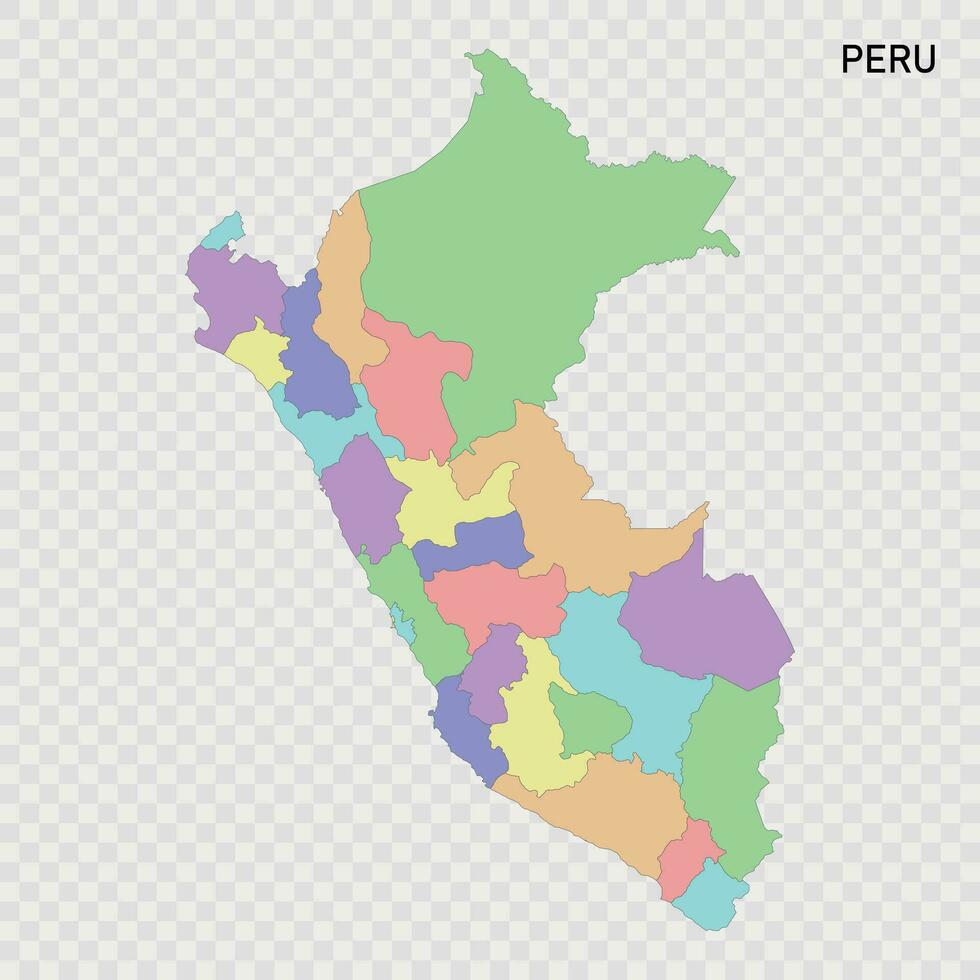aislado de colores mapa de Perú con fronteras vector