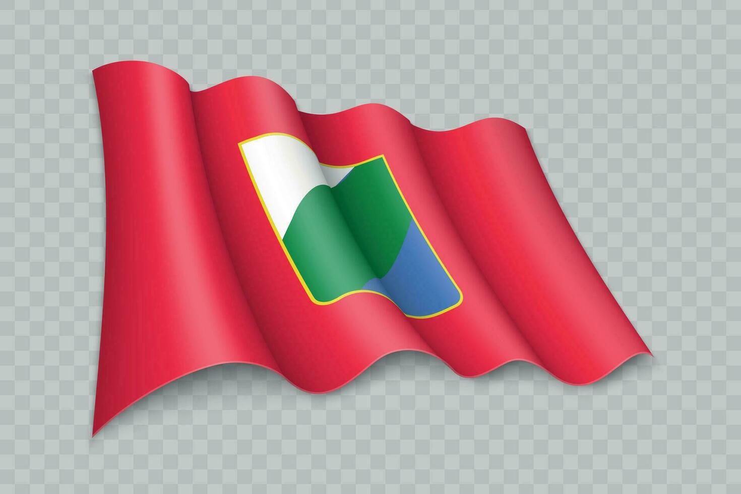 3D Realistic waving Flag of Abruzzo is a region of Italy vector