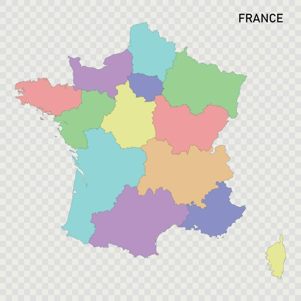 aislado de colores mapa de Francia vector
