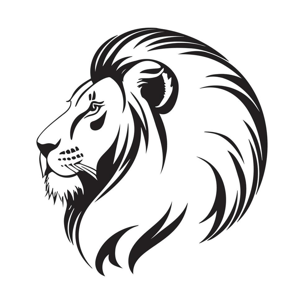 Lion head profile silhouette logo isolated on white background vector