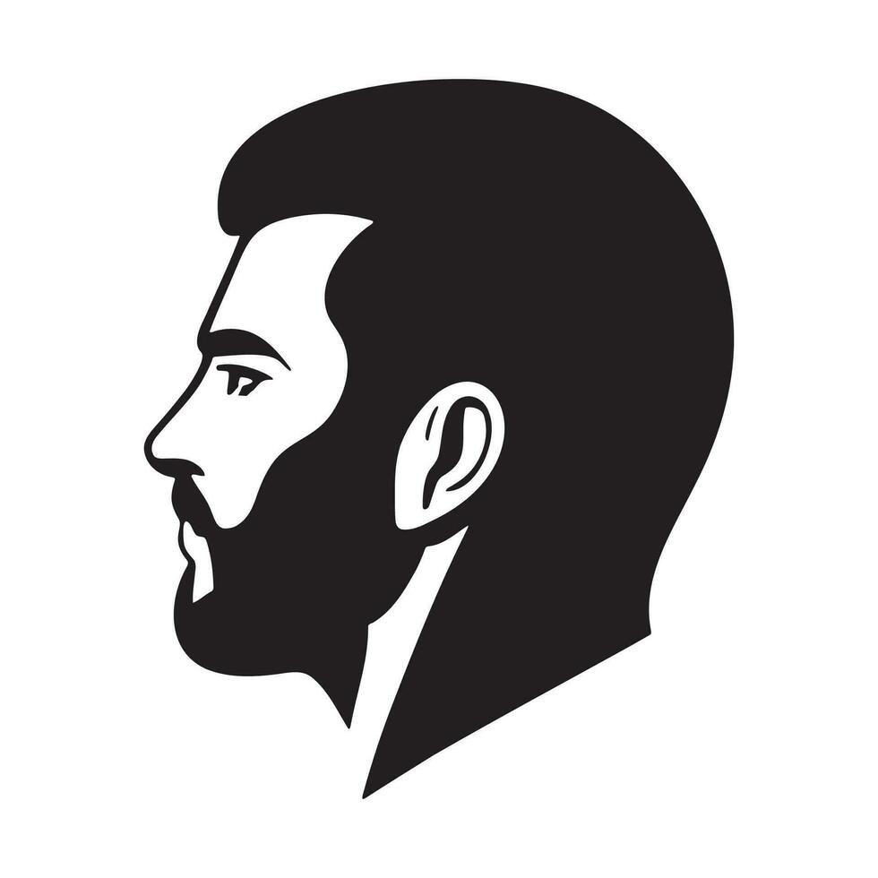 Man head silhoutte, face awith beard fashion icon vector