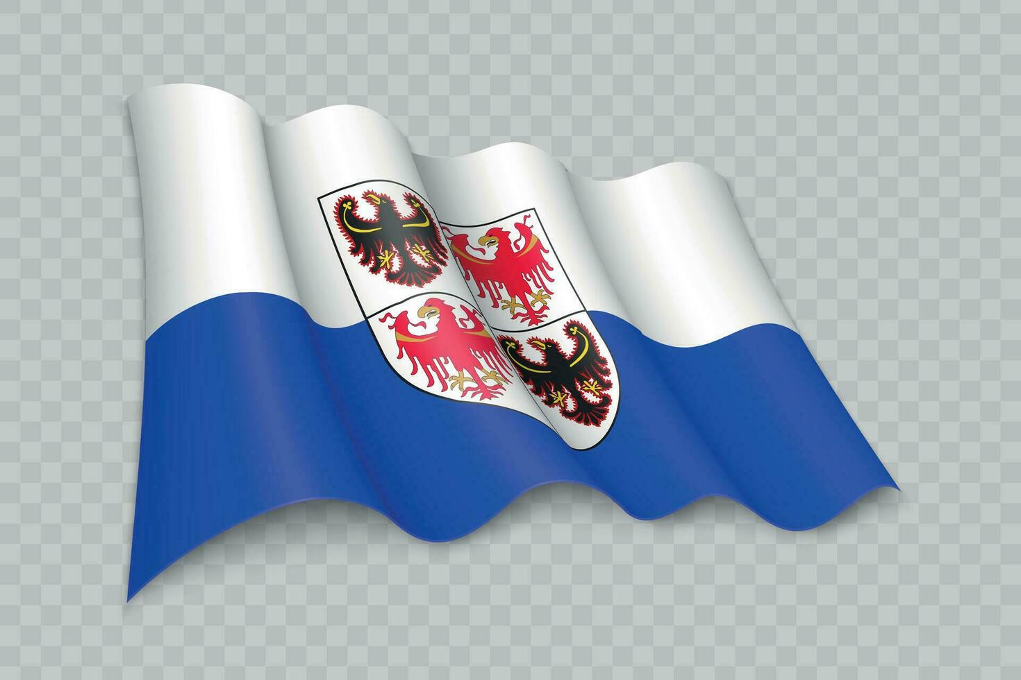 3D Realistic waving Flag of Trentino-South Tyrol is a region of Italy vector