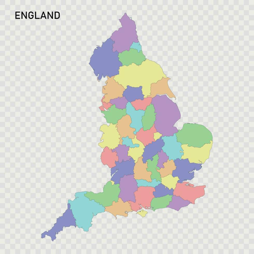 aislado de colores mapa de Inglaterra vector