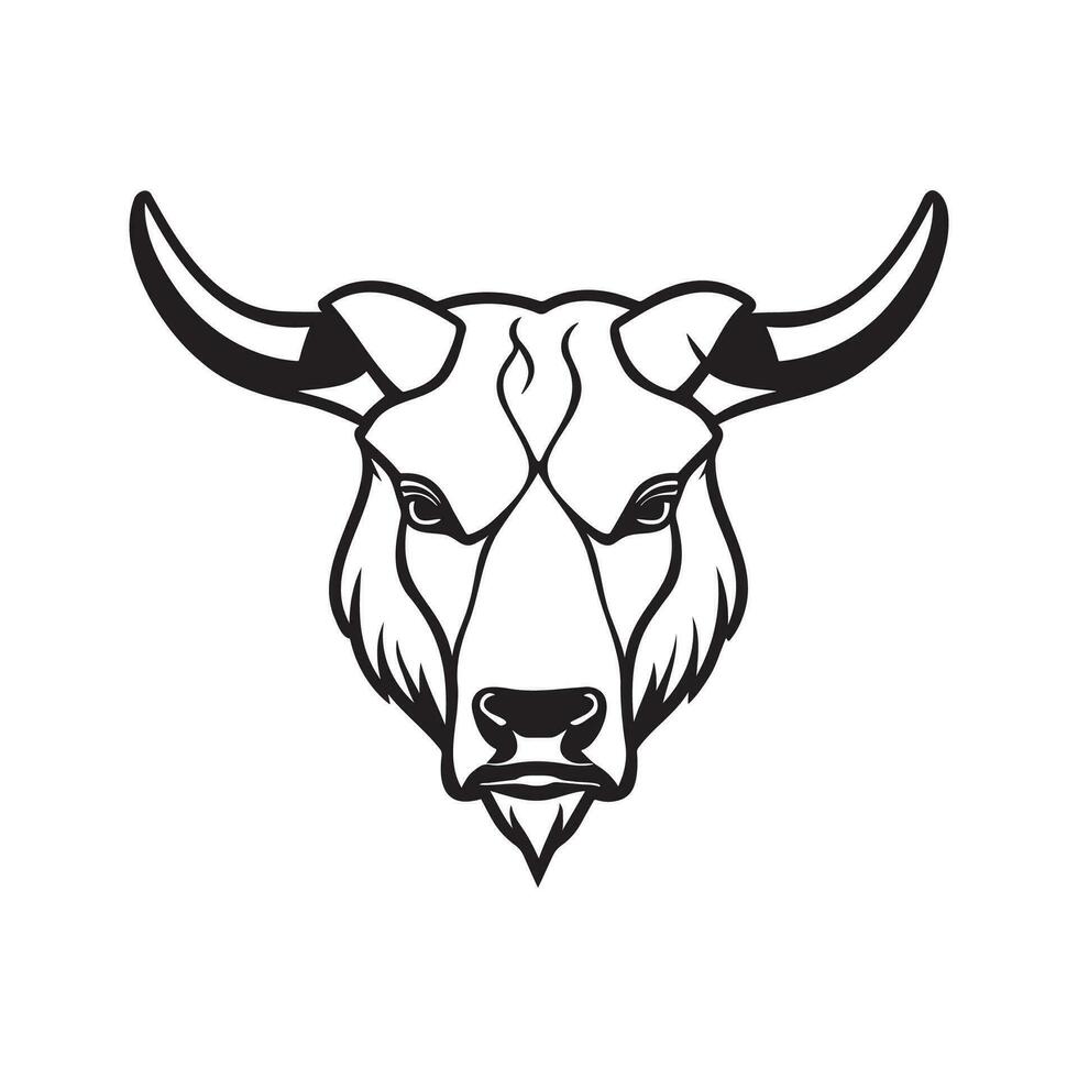 Bull head black and white vector icon.