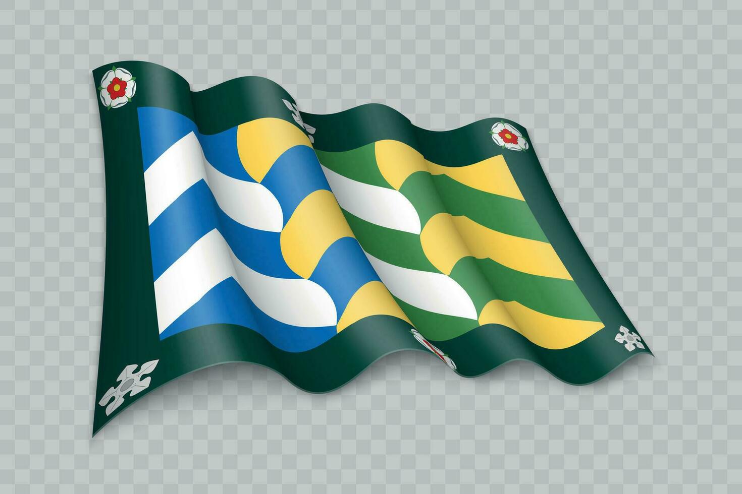 3D Realistic waving Flag of Cumbria is a county of England vector