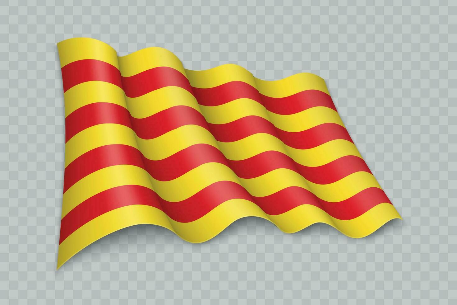 3d realista ondulación bandera de Cataluña es un región de España vector