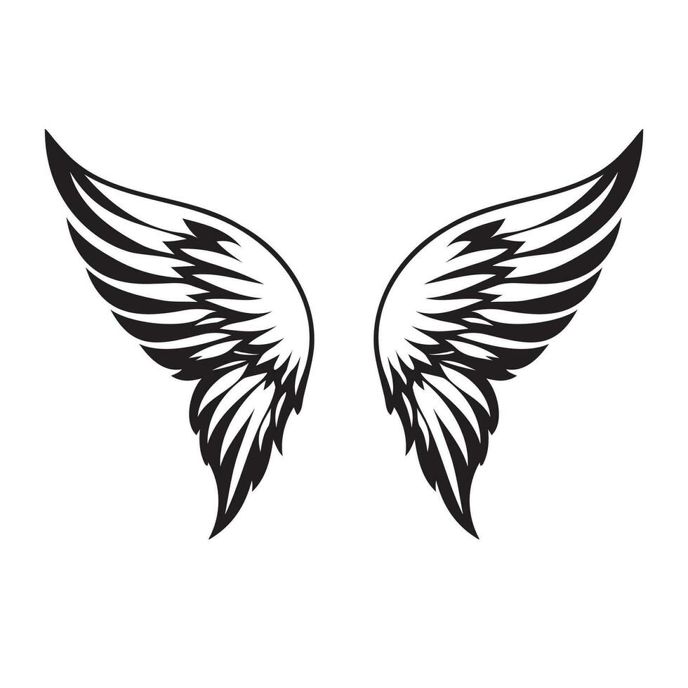 Wings black and white vector icon.