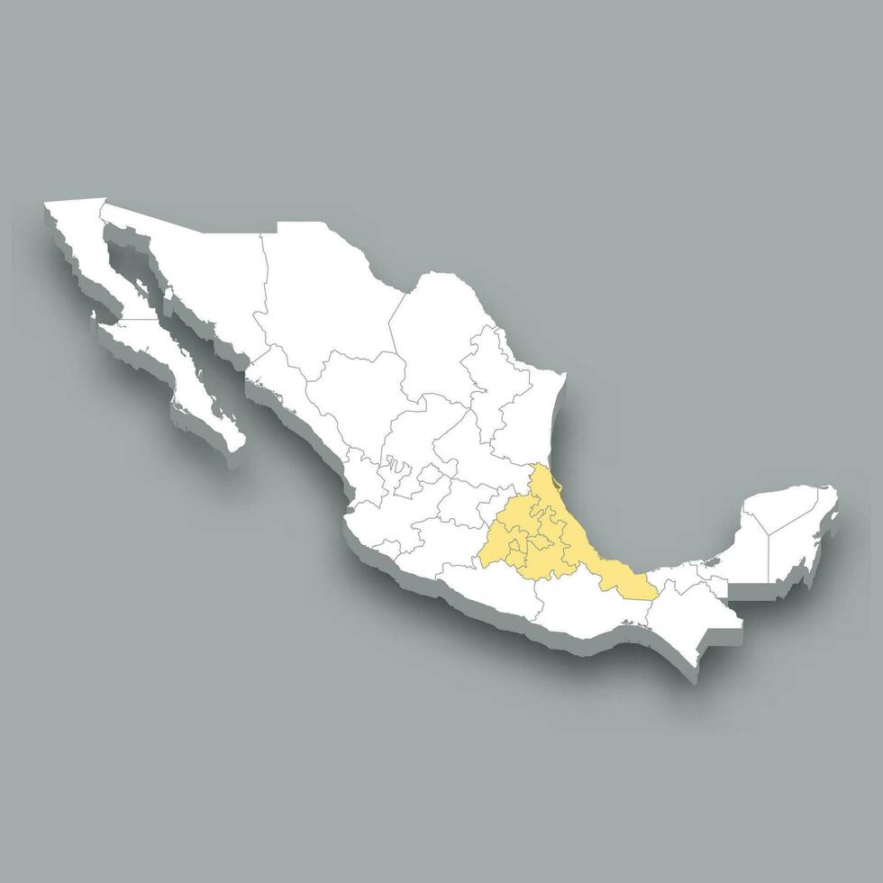 Central Mexico region location within Mexico map vector