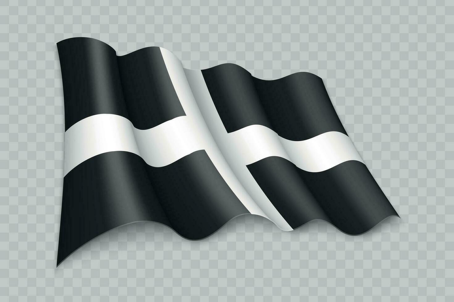 3D Realistic waving Flag of Cornwall is a county of England vector