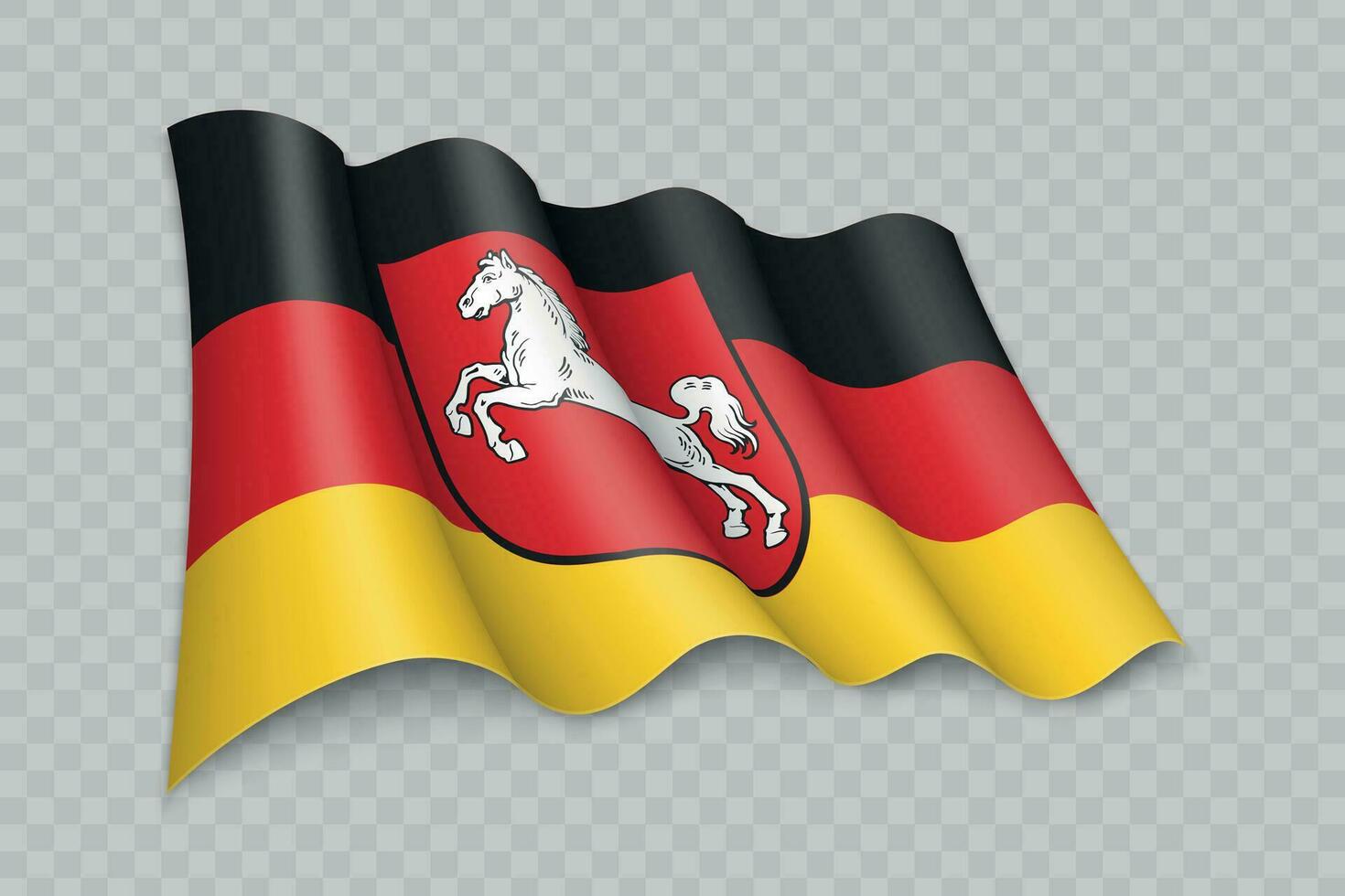 3D Realistic waving Flag of Lower Saxony is a state of Germany vector