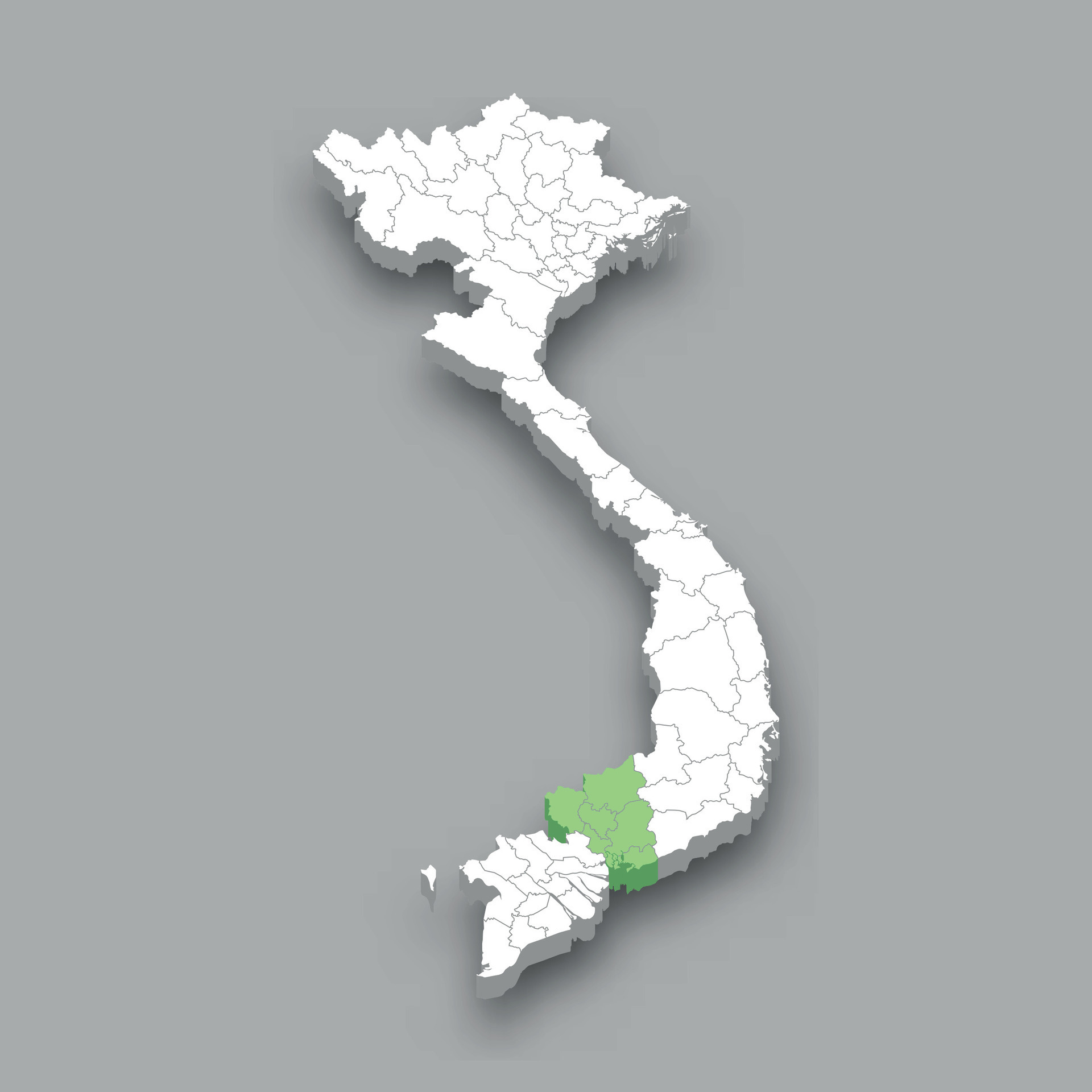 Southeast region location within Vietnam map 25355588 Vector Art at