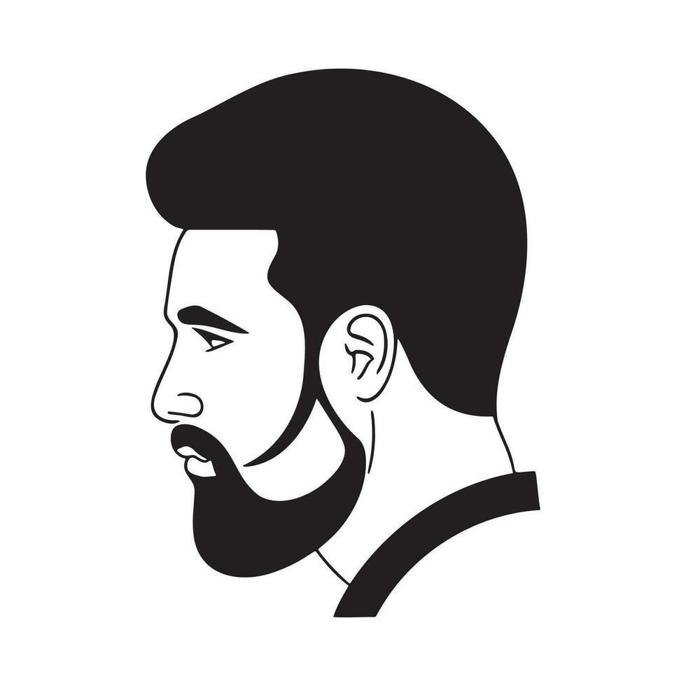Man head silhoutte, face awith beard fashion icon vector
