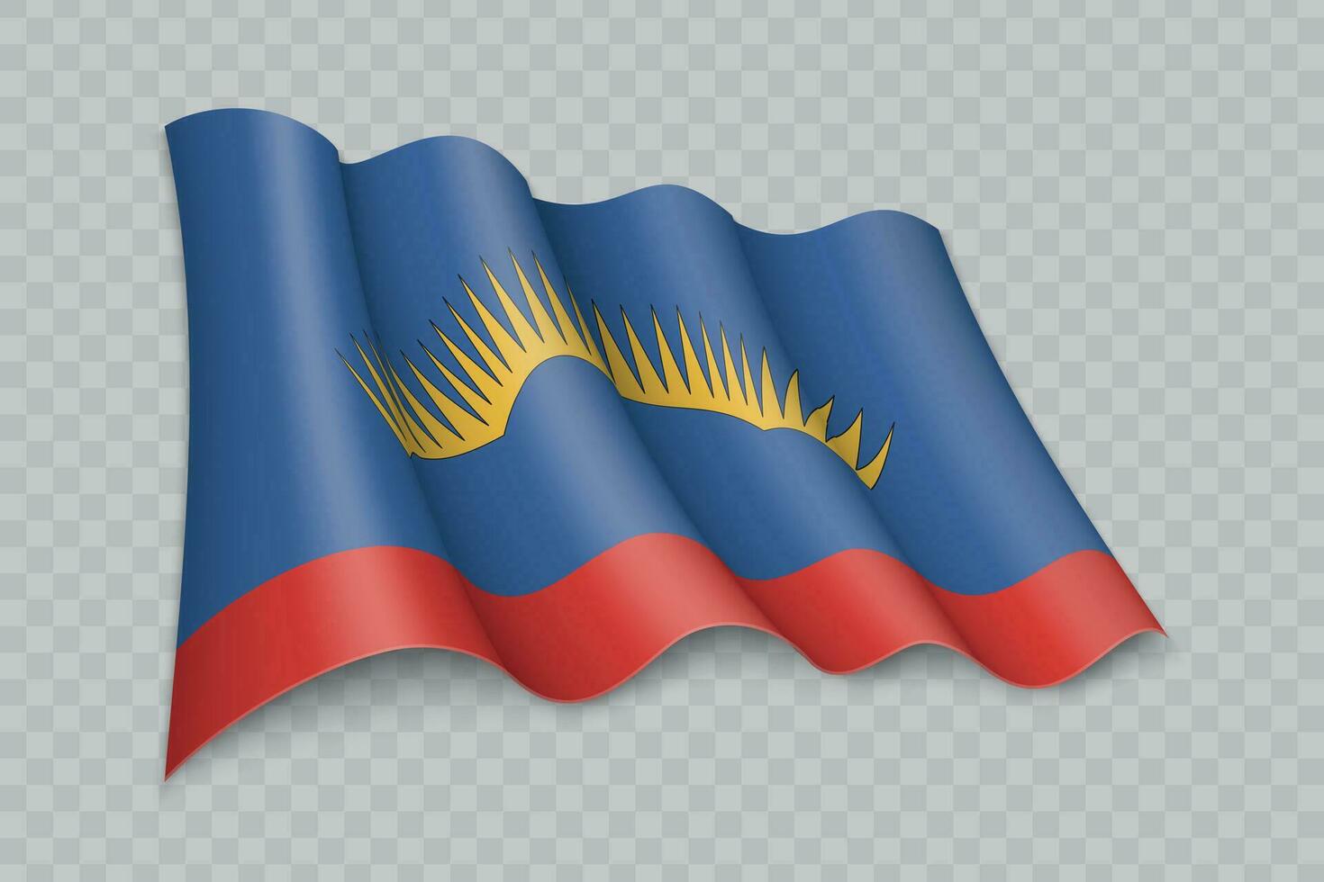 3D Realistic waving Flag of Murmansk Oblast is a region of Russia vector