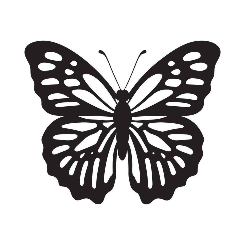 Silhouette of butterfly. Monochrome vector illustration